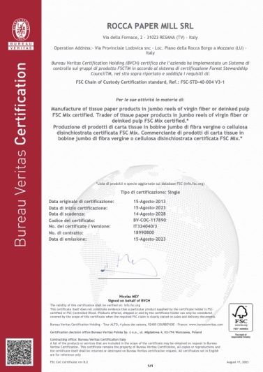 Certificate IT324040 - ROCCA PAPER MILL S